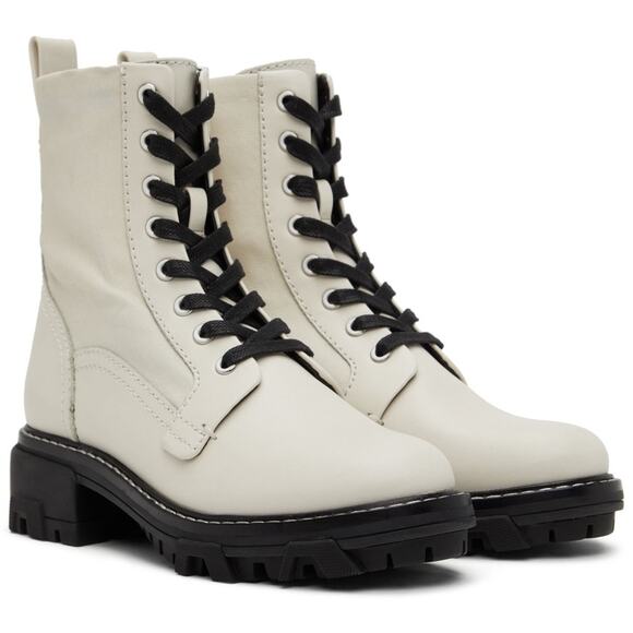 NWB Rag & Bone Shiloh Antique White Lace Up Leather Combat Boots Size EU 41 - Picture 1 of 6